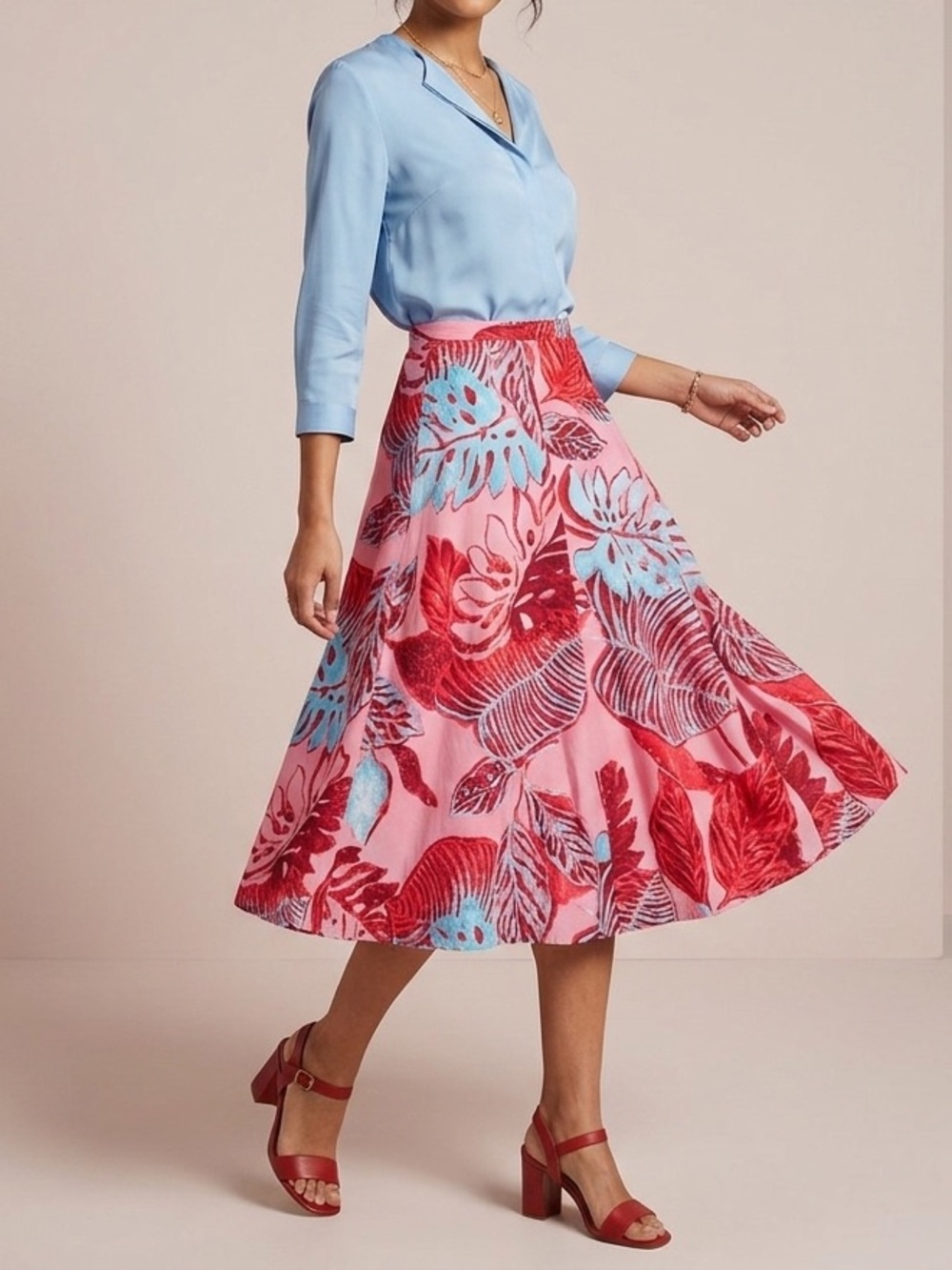 Vintage 90s 🍃 🌸Talbot Floral Silk Cotton Tropical Pink skirt 4